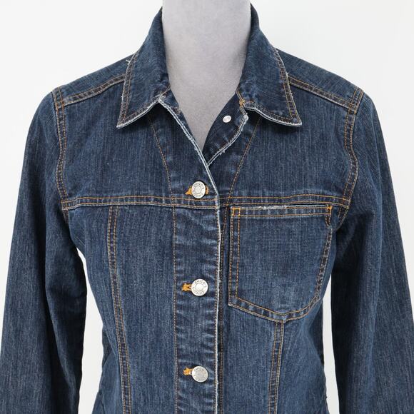 Chicos Denim Dress 0 Womens Small 4 Blue Stretch Cotton Jean Pockets Vintage - Picture 7 of 16